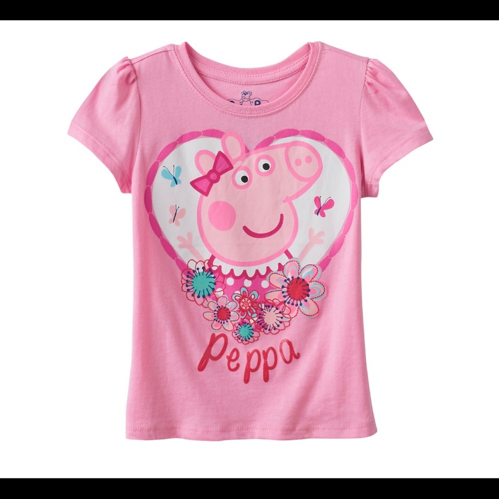Girls Peppa Pig graphic art shirt- heart flowers